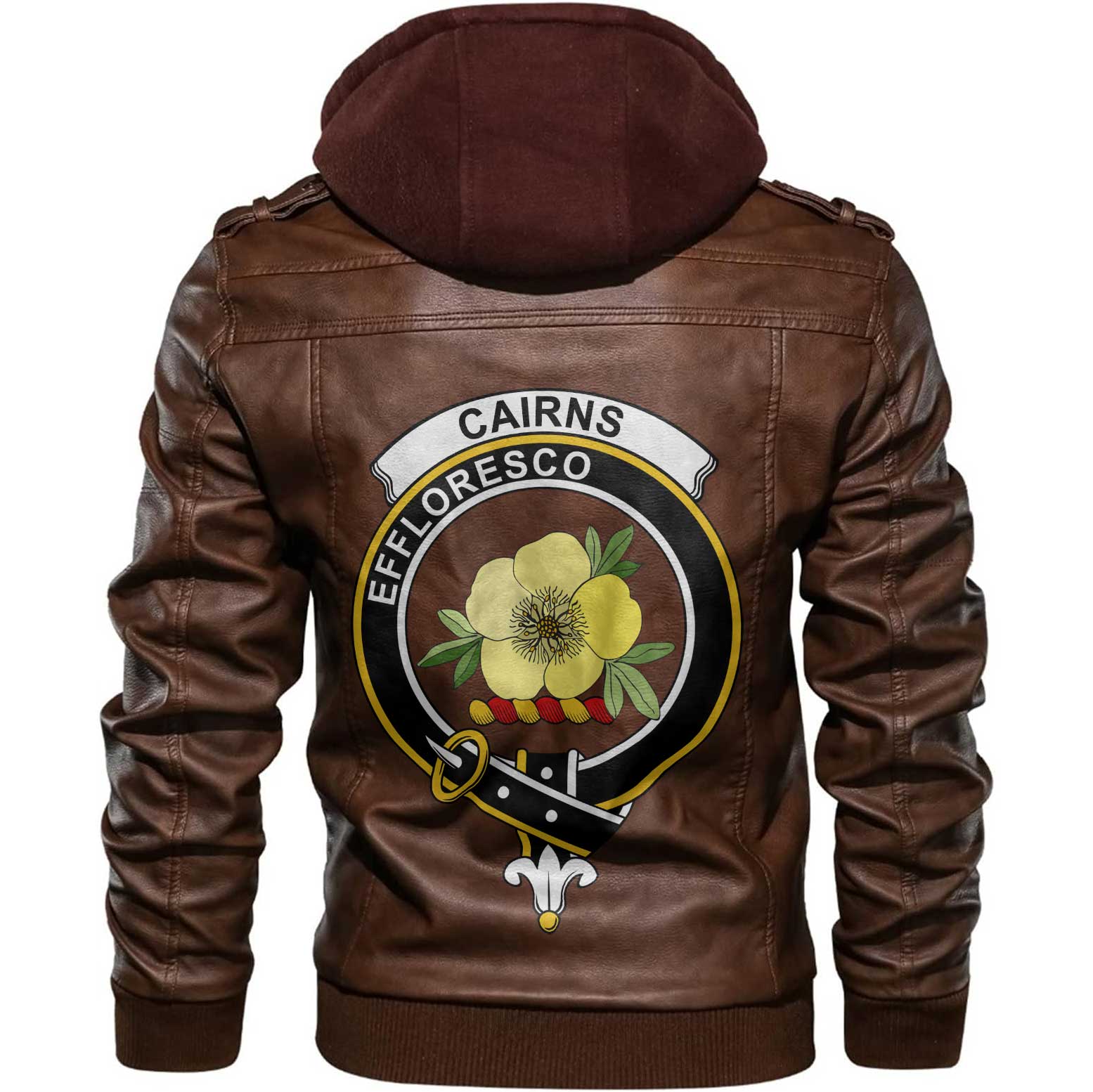 Clan Cairns Tartan Zip Leather Jacket Crest And Plaid Basic Style