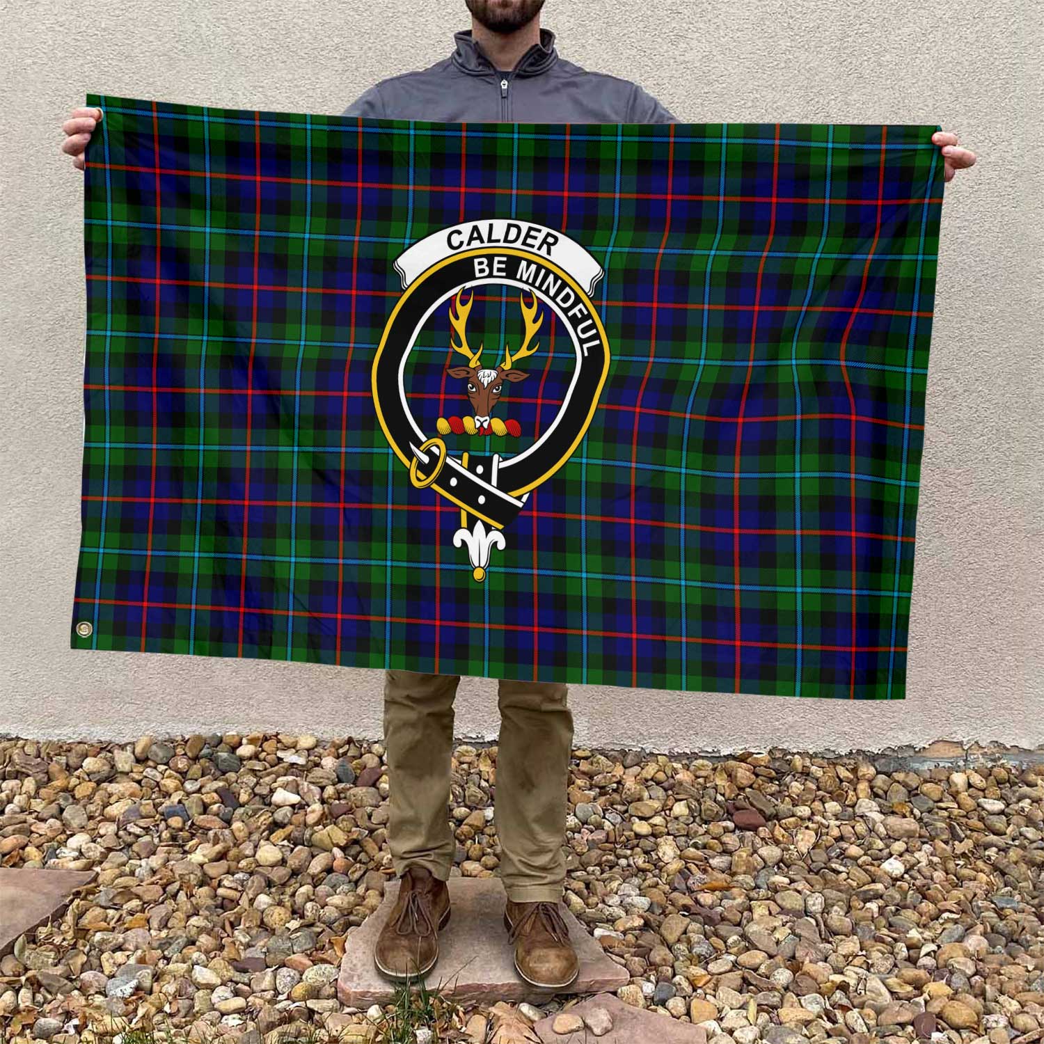 Clan Calder Tartan Flag Crest And Plaid Basic Style