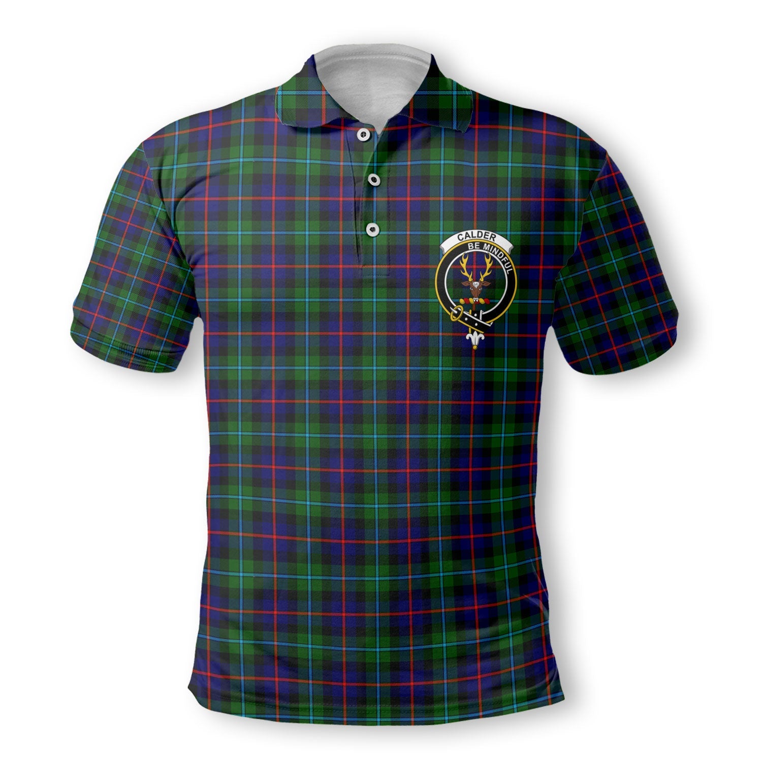 Clan Calder Tartan Golf Men Polo Shirt Crest And Plaid Basic Style