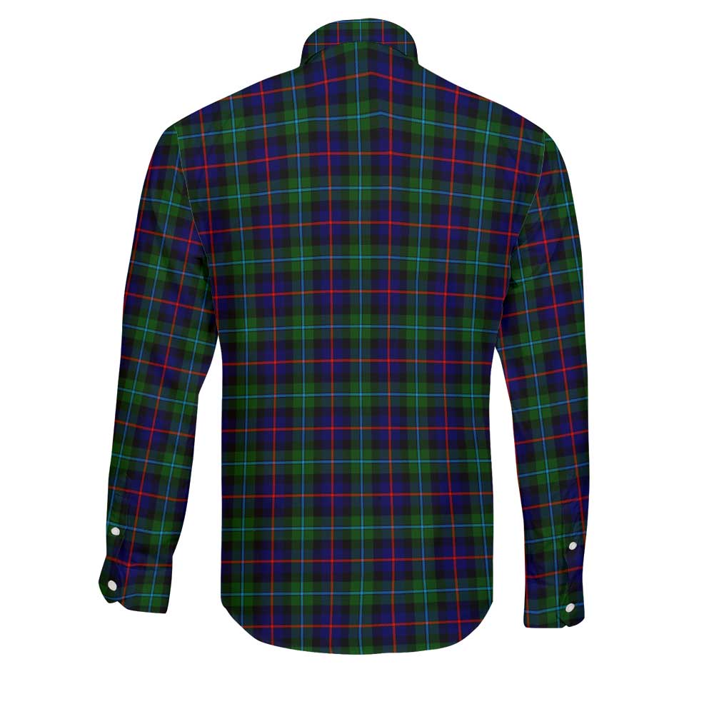 Clan Calder Tartan Long Sleeve Button Shirt Crest And Plaid Basic Style