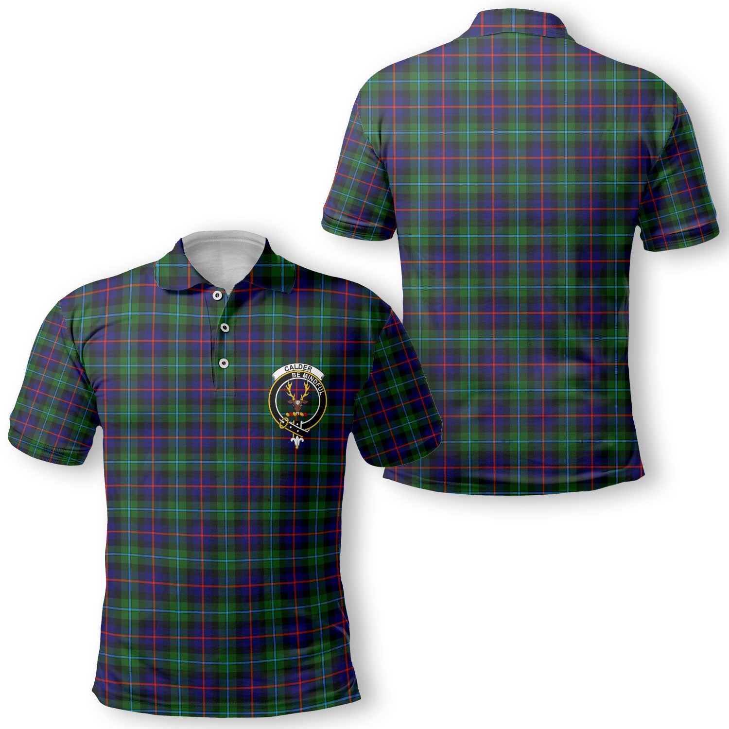 Clan Calder Tartan Men Polo Shirt Crest And Plaid Basic Style