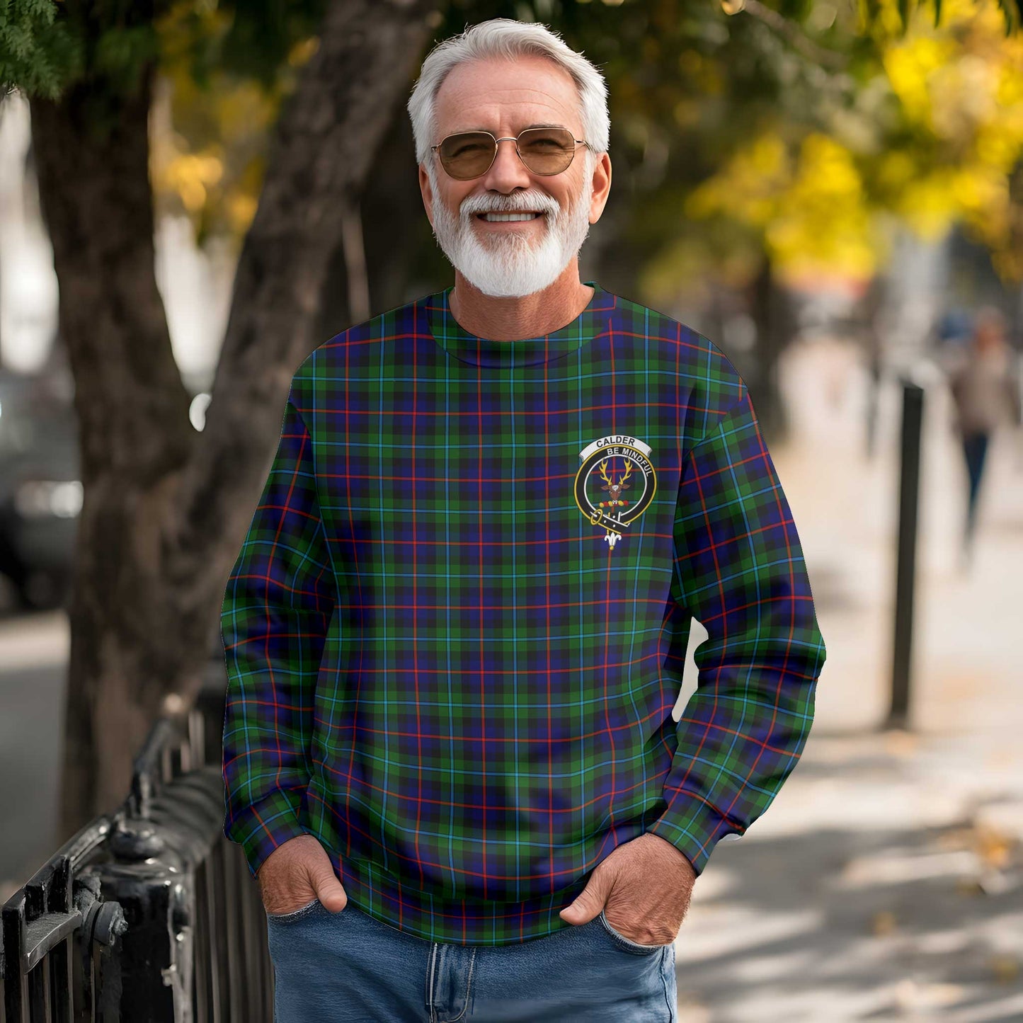 Clan Calder Tartan Men Sweatshirt Crest And Plaid Basic Style