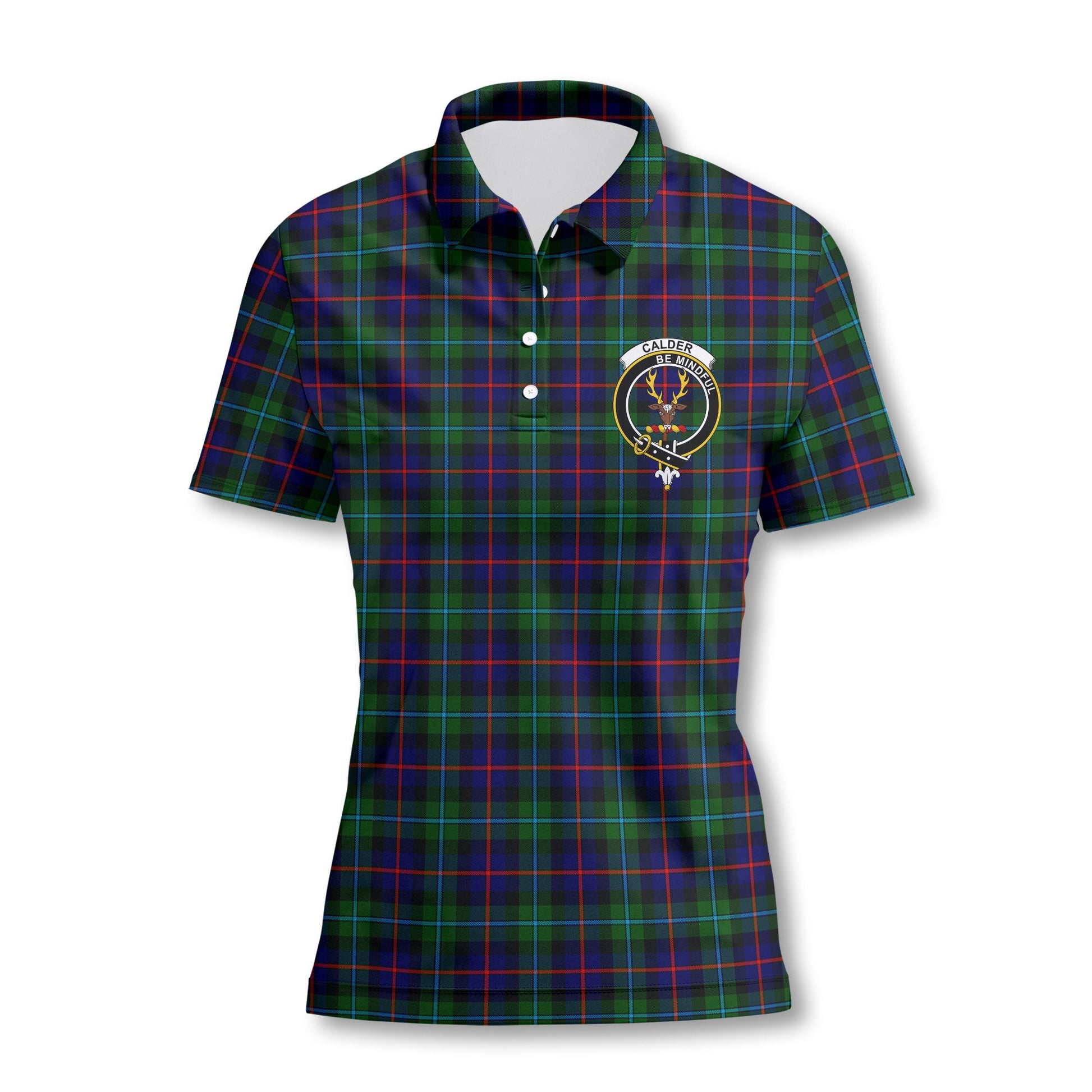 Clan Calder Tartan Women Polo Shirt Crest And Plaid Basic Style