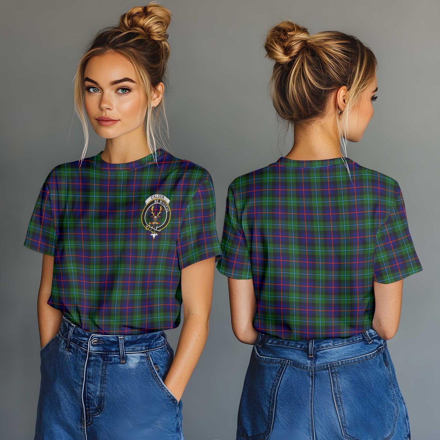 Clan Calder Tartan Women T Shirt Crest And Plaid Basic Style