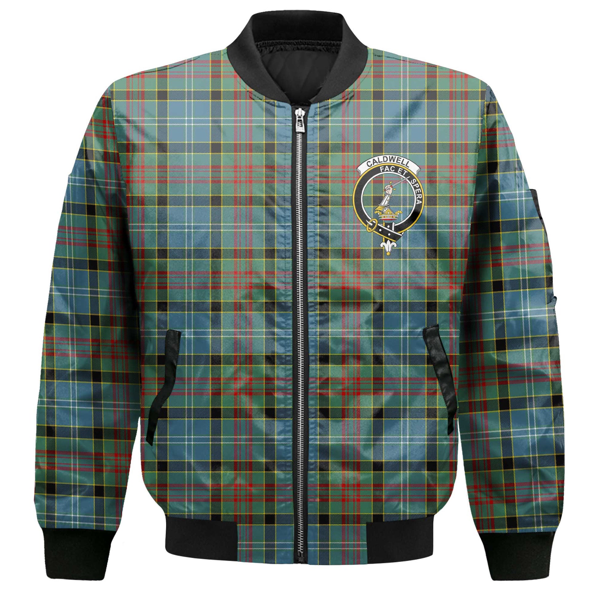 Clan Caldwell Tartan Men Bomber Jacket Crest And Plaid Basic Style