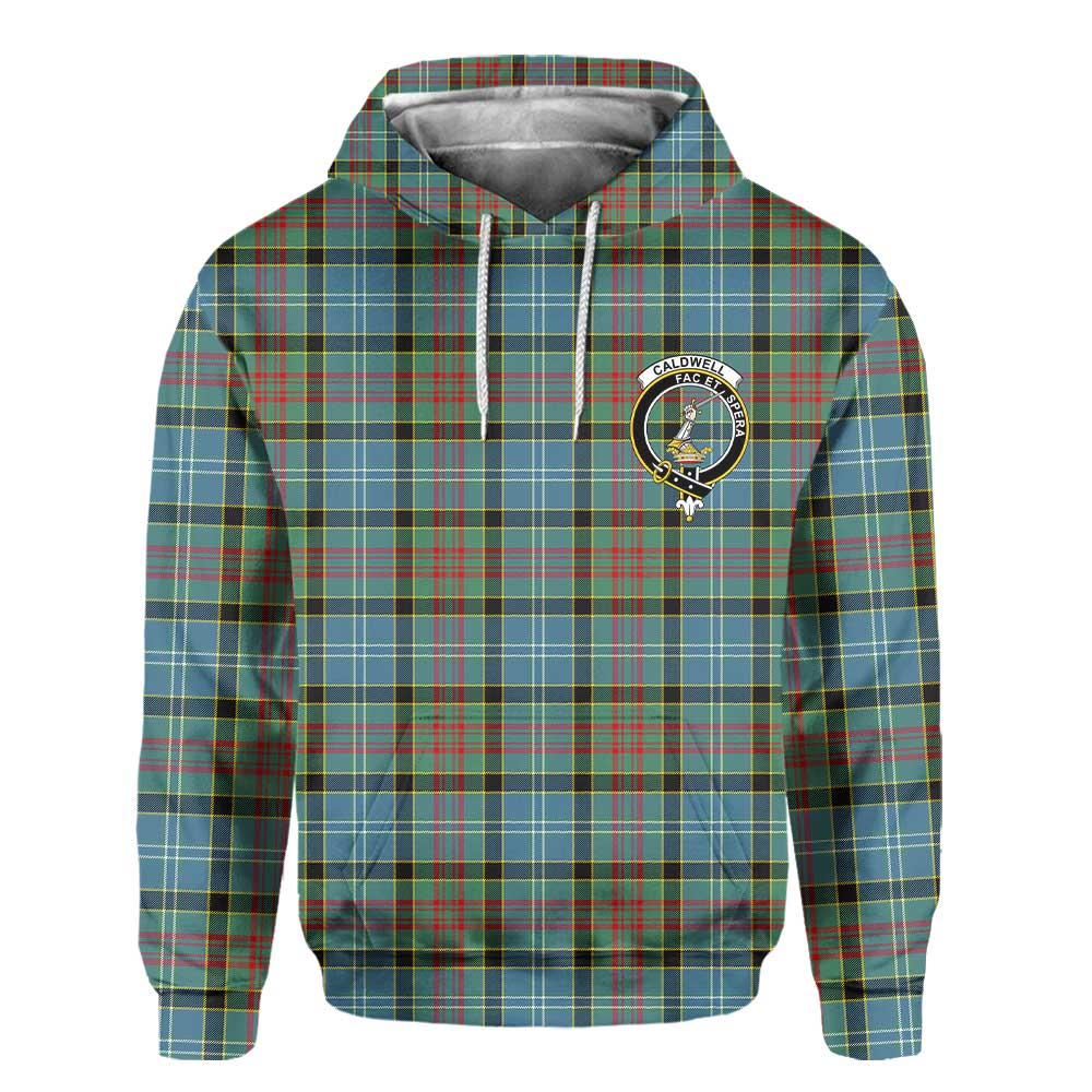 Clan Caldwell Tartan Men Hoodie Crest And Plaid Basic Style