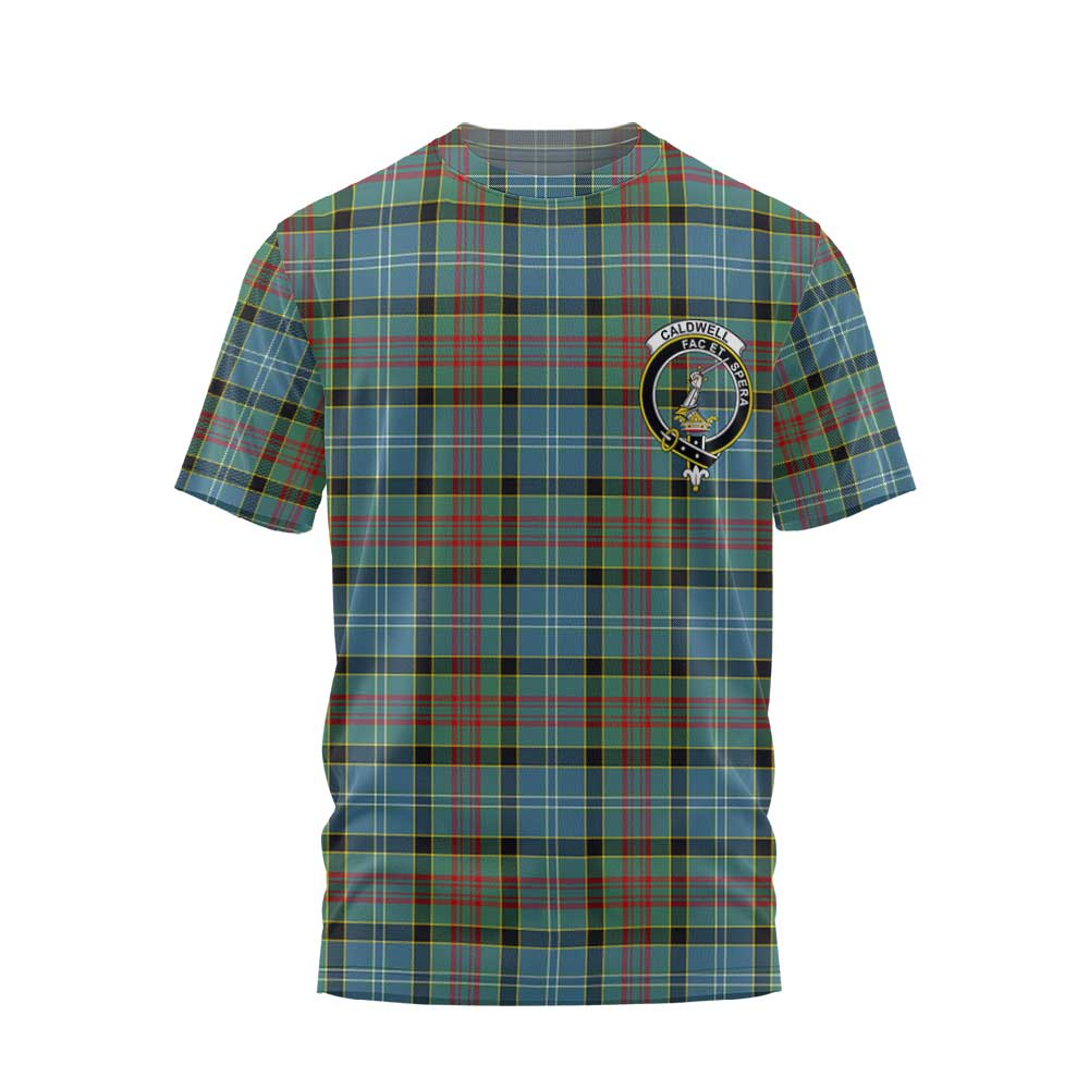 Clan Caldwell Tartan Men T Shirt Crest And Plaid Basic Style
