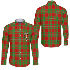Clan Callander Tartan Long Sleeve Button Shirt Crest And Plaid Basic Style