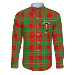 Clan Callander Tartan Long Sleeve Button Shirt Crest And Plaid Basic Style