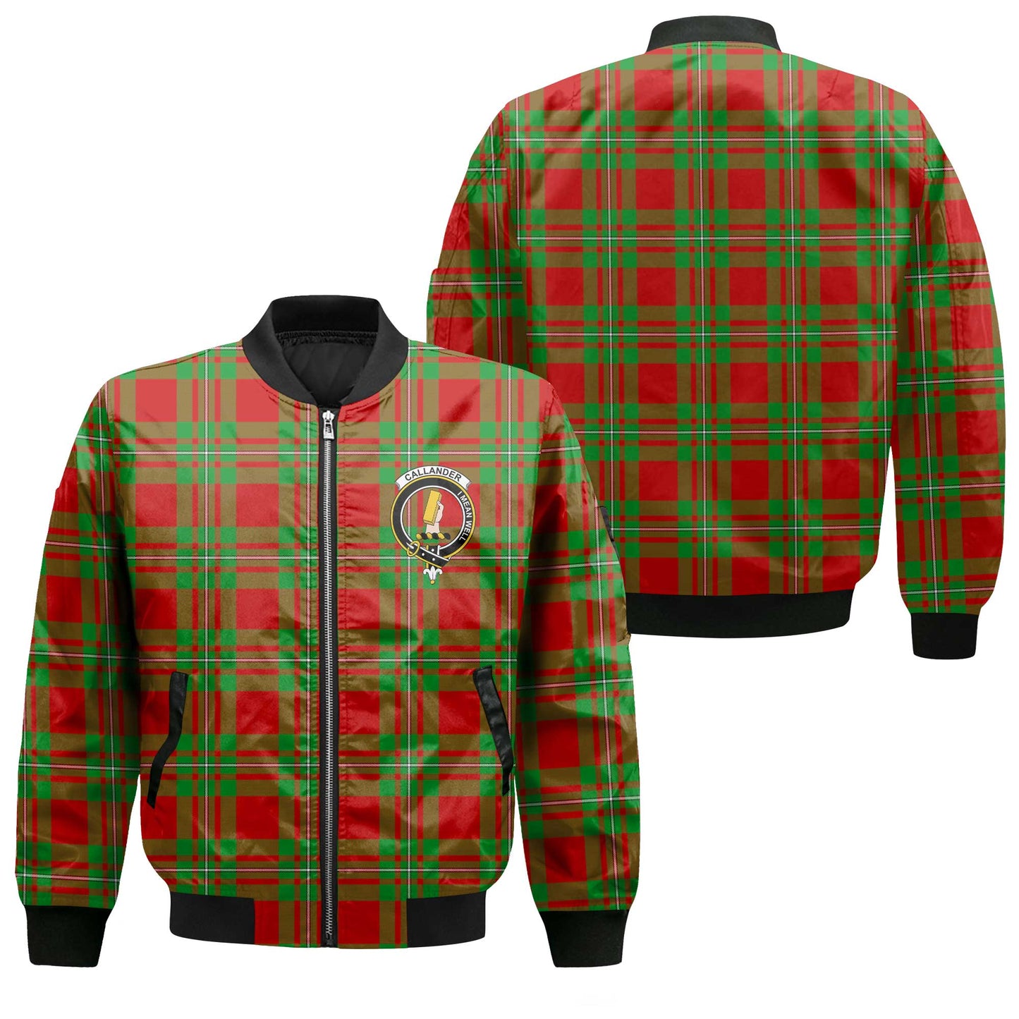 Clan Callander Tartan Men Bomber Jacket Crest And Plaid Basic Style