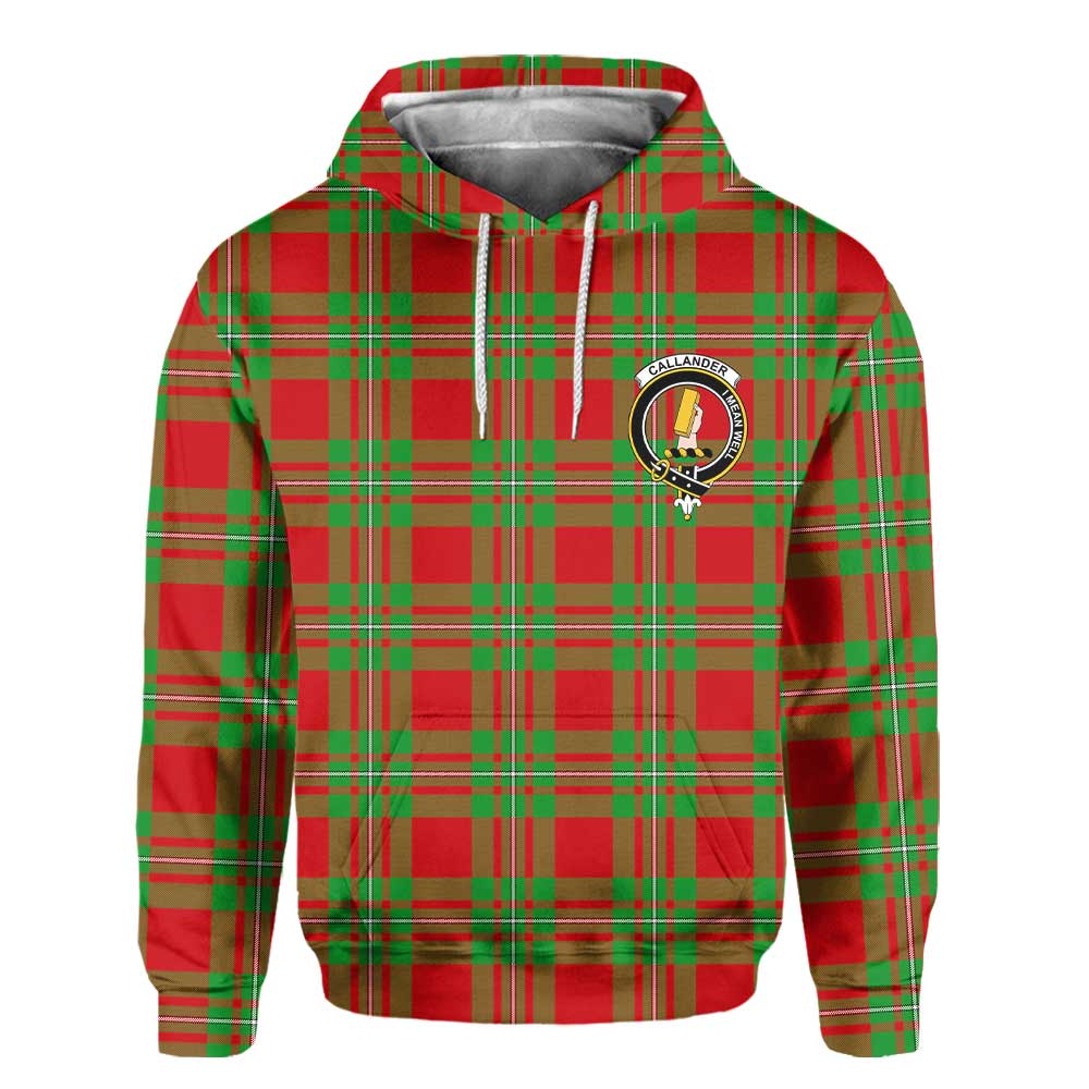 Clan Callander Tartan Men Hoodie Crest And Plaid Basic Style