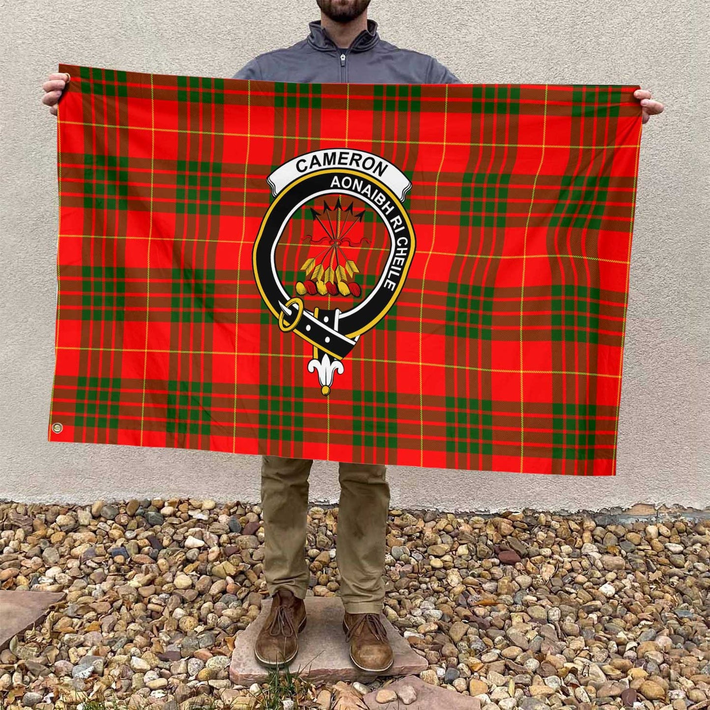 Clan Cameron Tartan Flag Crest And Plaid Basic Style