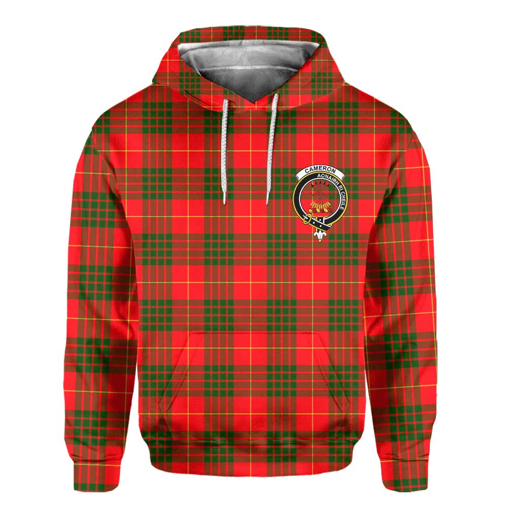 Clan Cameron Tartan Men Hoodie Crest And Plaid Basic Style