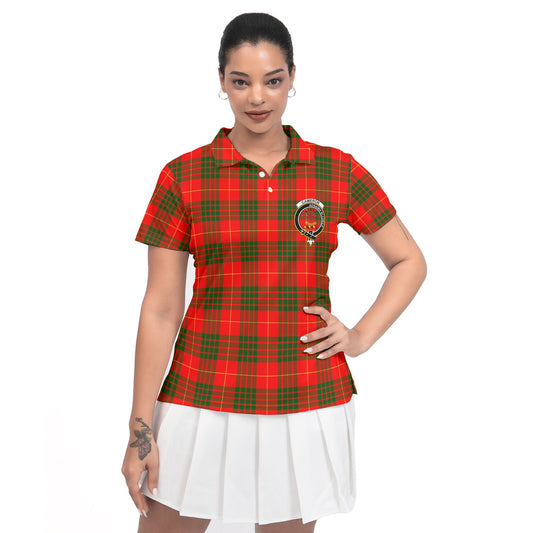 Clan Cameron Tartan Women Polo Shirt Crest And Plaid Basic Style