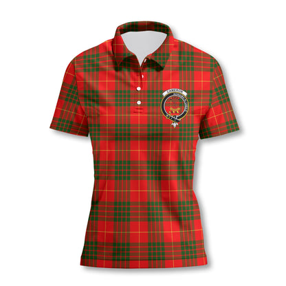 Clan Cameron Tartan Women Polo Shirt Crest And Plaid Basic Style