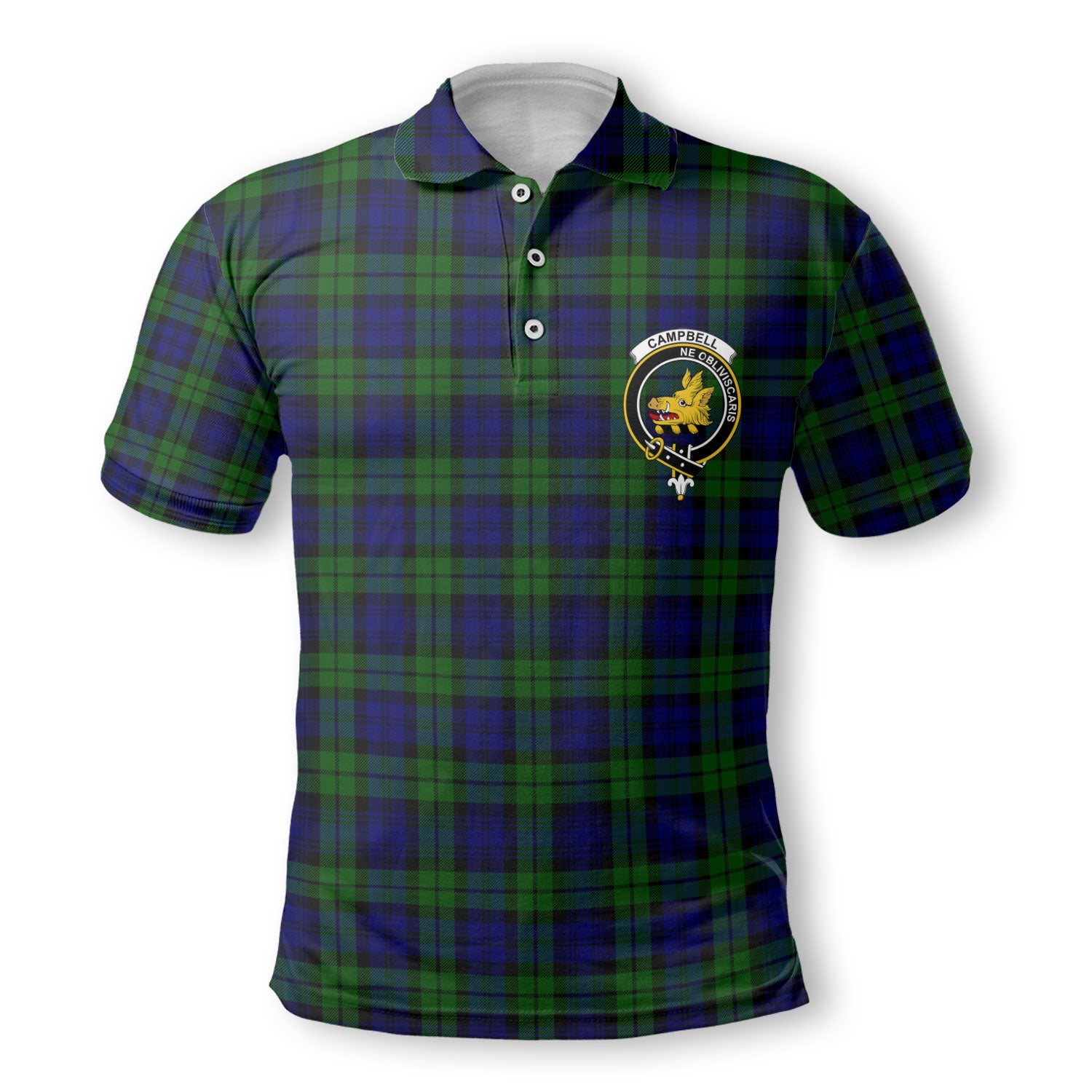 Clan Campbell Tartan Golf Men Polo Shirt Crest And Plaid Basic Style