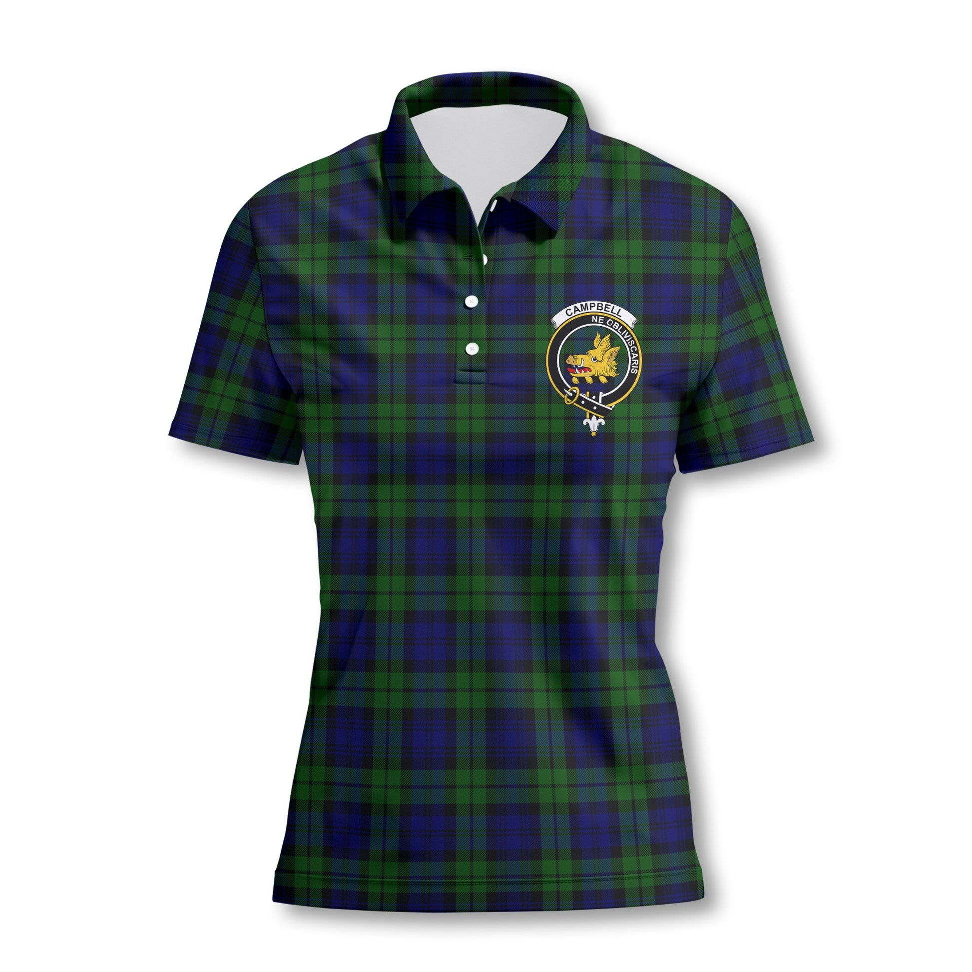 Clan Campbell Tartan Women Polo Shirt Crest And Plaid Basic Style