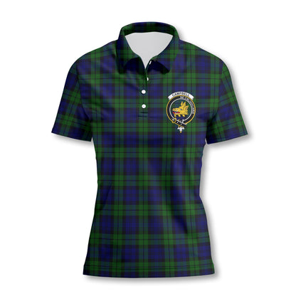 Clan Campbell Tartan Women Polo Shirt Crest And Plaid Basic Style