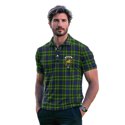 Clan Campbell Of Breadalbane Golf Men Polo Shirt Crest And Plaid Basic Style