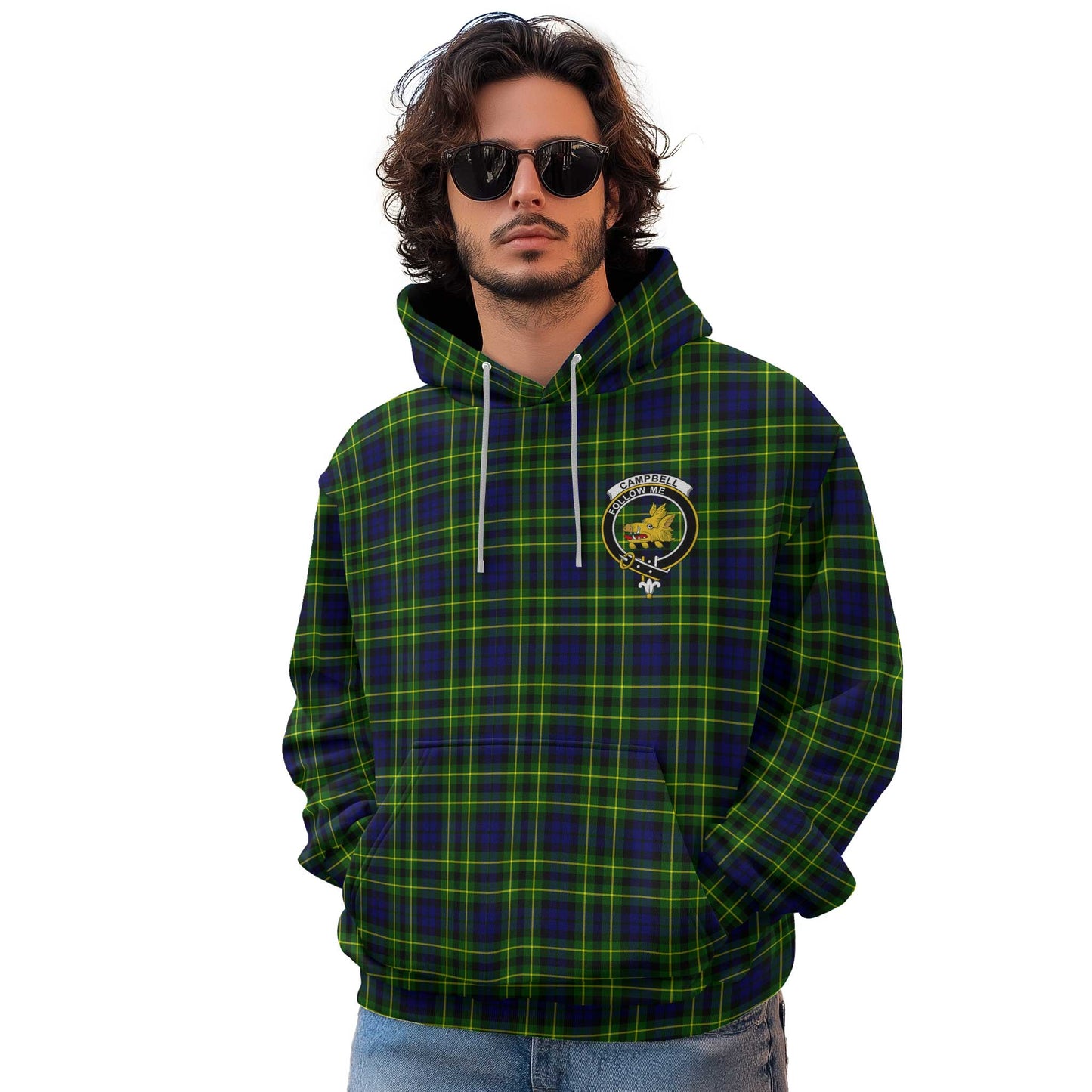 Clan Campbell Of Breadalbane Tartan Men Hoodie Crest And Plaid Basic Style