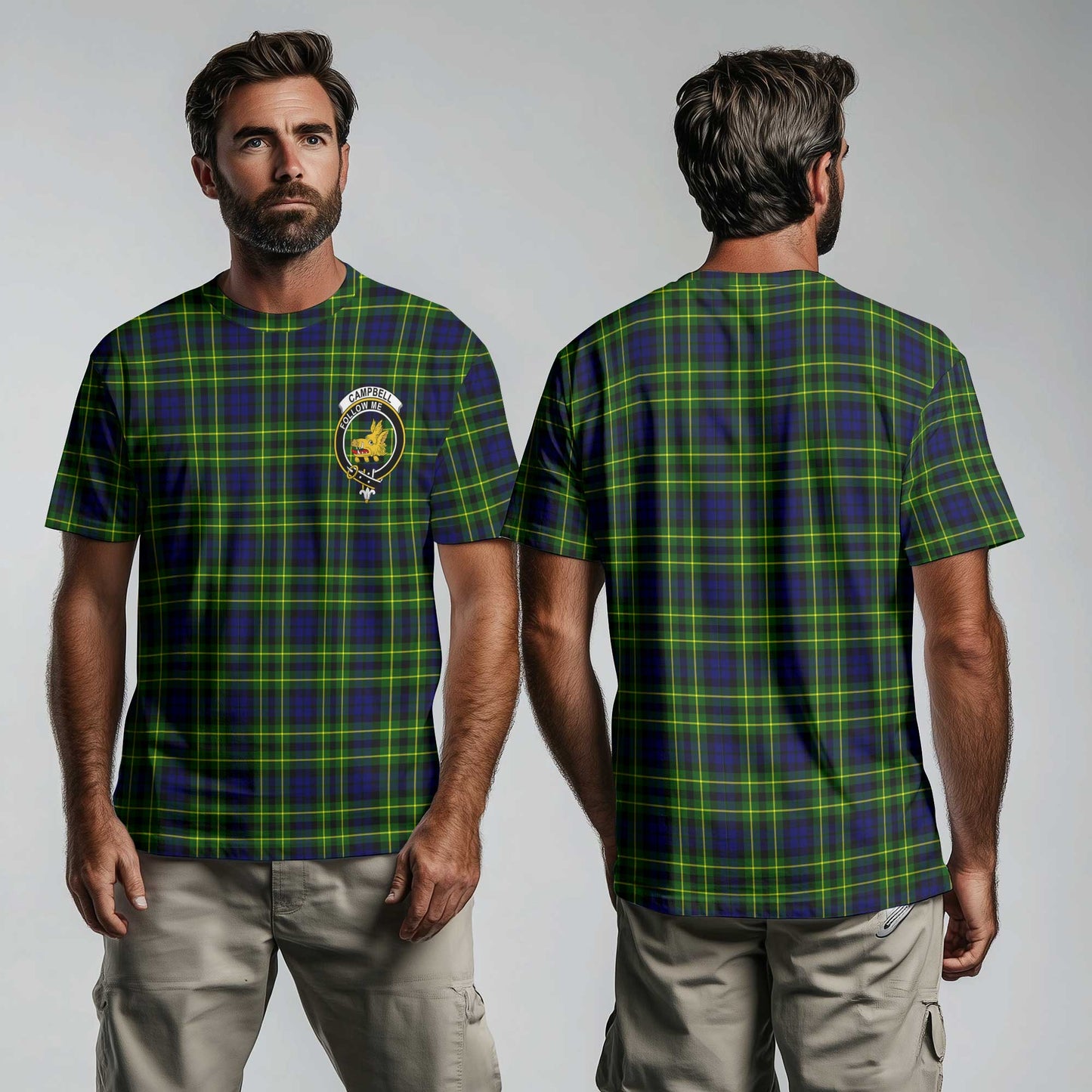 Clan Campbell Of Breadalbane Tartan Men T Shirt Crest And Plaid Basic Style