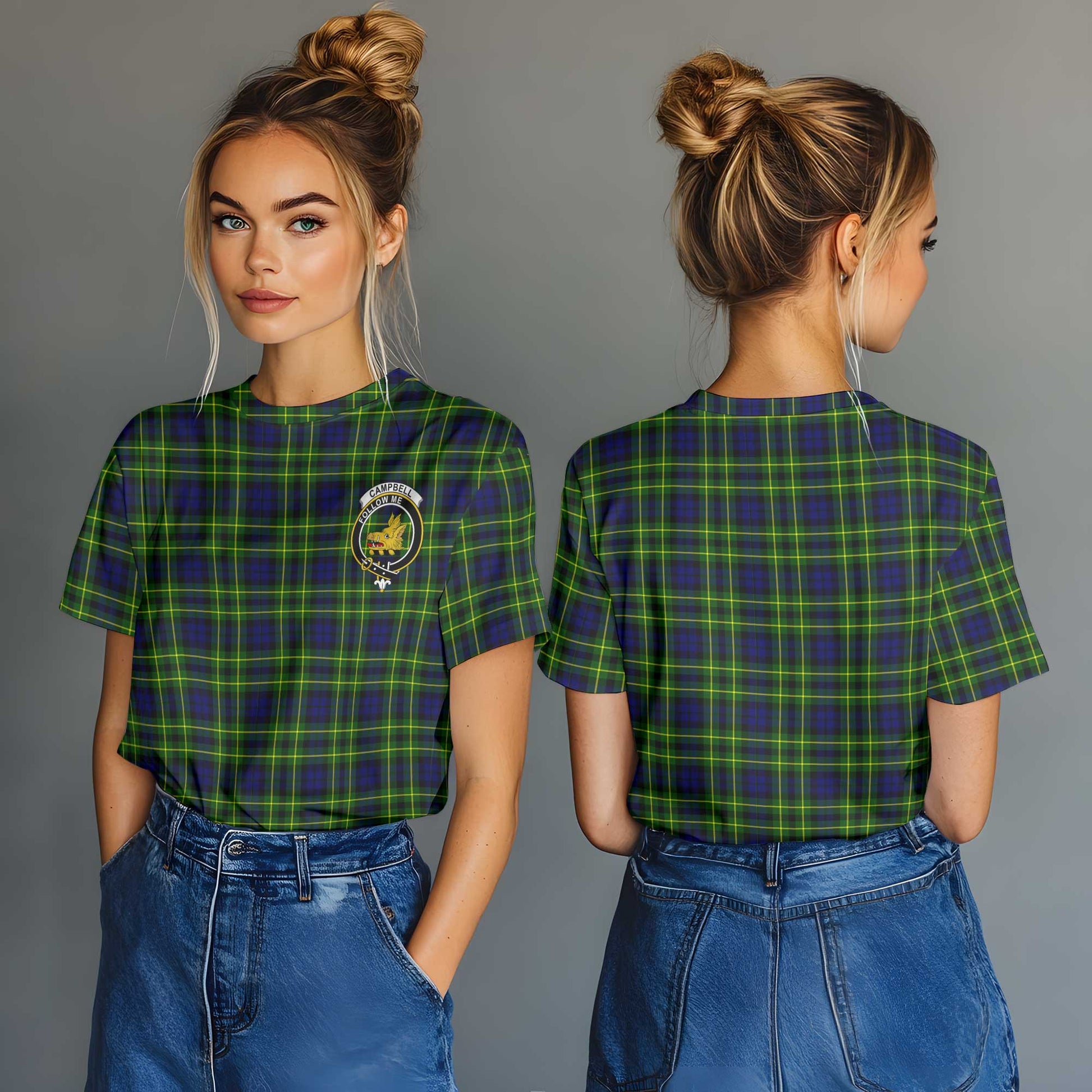 Clan Campbell Of Breadalbane Tartan Women T Shirt Crest And Plaid Basic Style