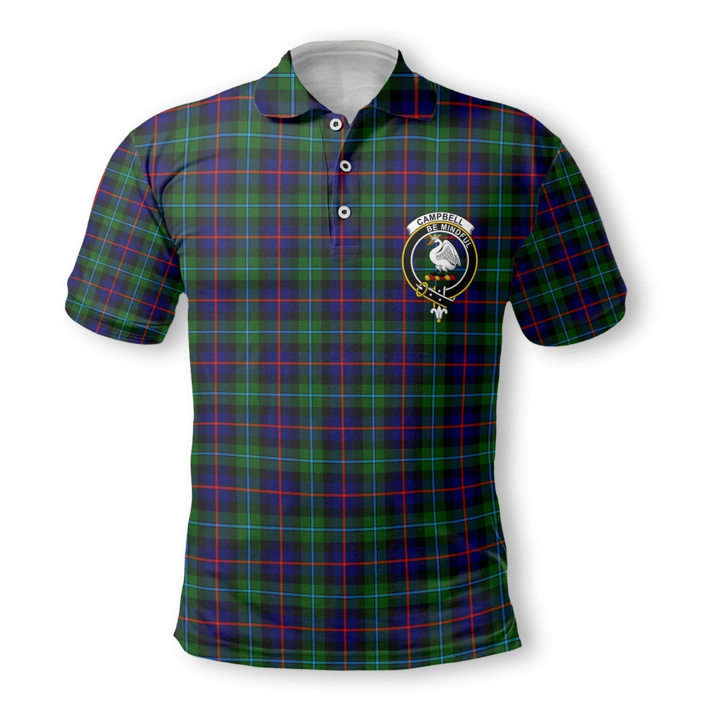 Clan Campbell Of Cawdor Golf Men Polo Shirt Crest And Plaid Basic Style