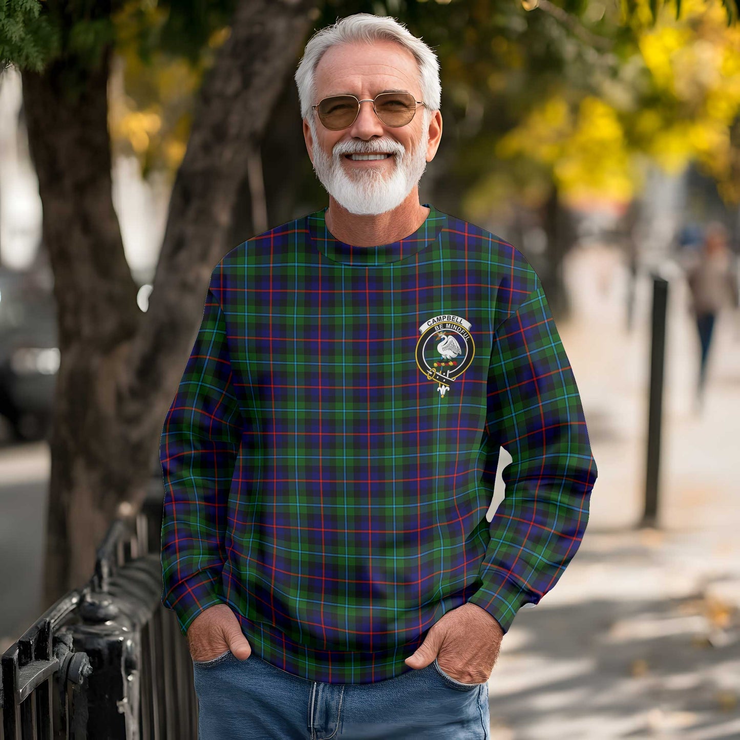 Clan Campbell Of Cawdor Tartan Men Sweatshirt Crest And Plaid Basic Style