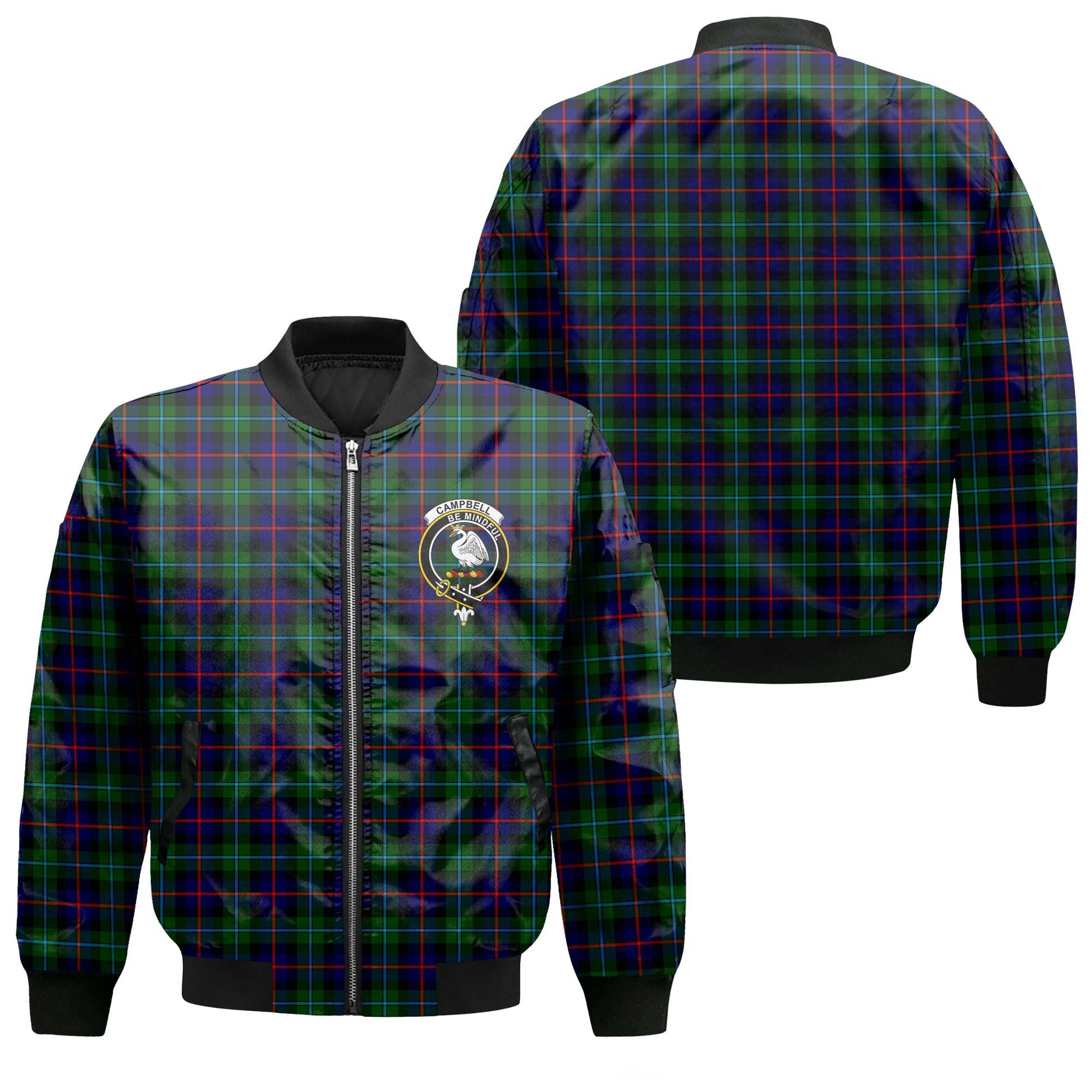 Clan Campbell Of Cawdor Tartan Women Bomber Jacket Crest And Plaid Basic Style