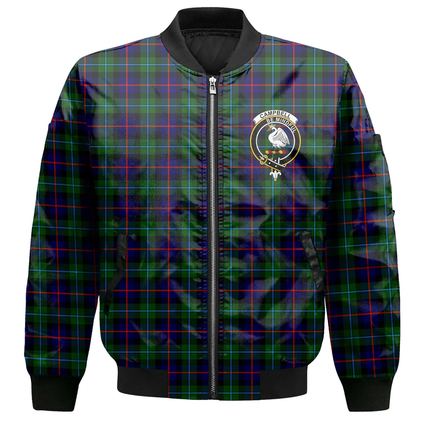 Clan Campbell Of Cawdor Tartan Women Bomber Jacket Crest And Plaid Basic Style