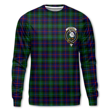 Clan Campbell Of Cawdor Tartan Women Sweatshirt Crest And Plaid Basic Style