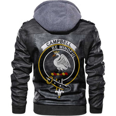 Clan Campbell Of Cawdor Tartan Zip Leather Jacket Crest And Plaid Basic Style