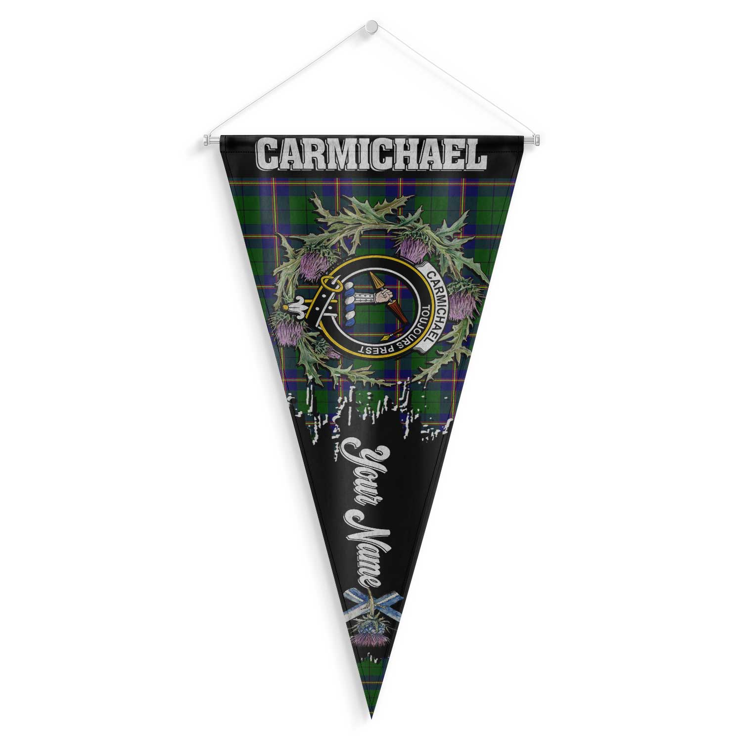 Clan Carmichael Tartan Felt Pennant Crest And Plaid Basic Style