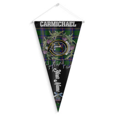 Clan Carmichael Tartan Felt Pennant Crest And Plaid Basic Style
