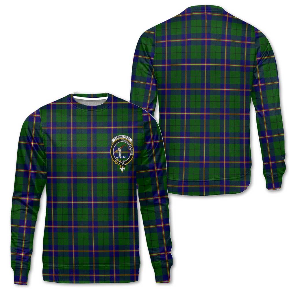 Clan Carmichael Tartan Men Sweatshirt Crest And Plaid Basic Style