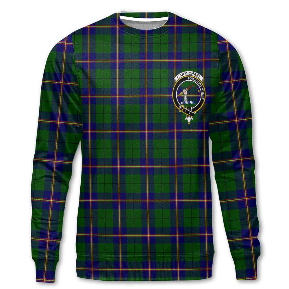 Clan Carmichael Tartan Men Sweatshirt Crest And Plaid Basic Style