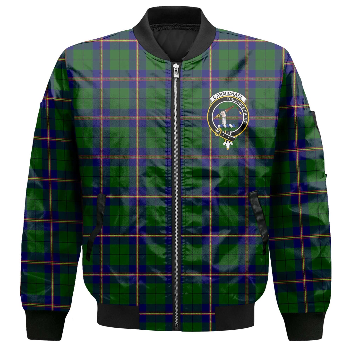 Clan Carmichael Tartan Women Bomber Jacket Crest And Plaid Basic Style