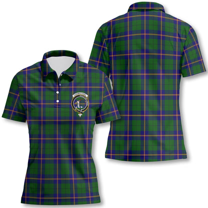 Clan Carmichael Tartan Women Polo Shirt Crest And Plaid Basic Style