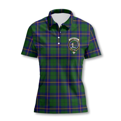 Clan Carmichael Tartan Women Polo Shirt Crest And Plaid Basic Style