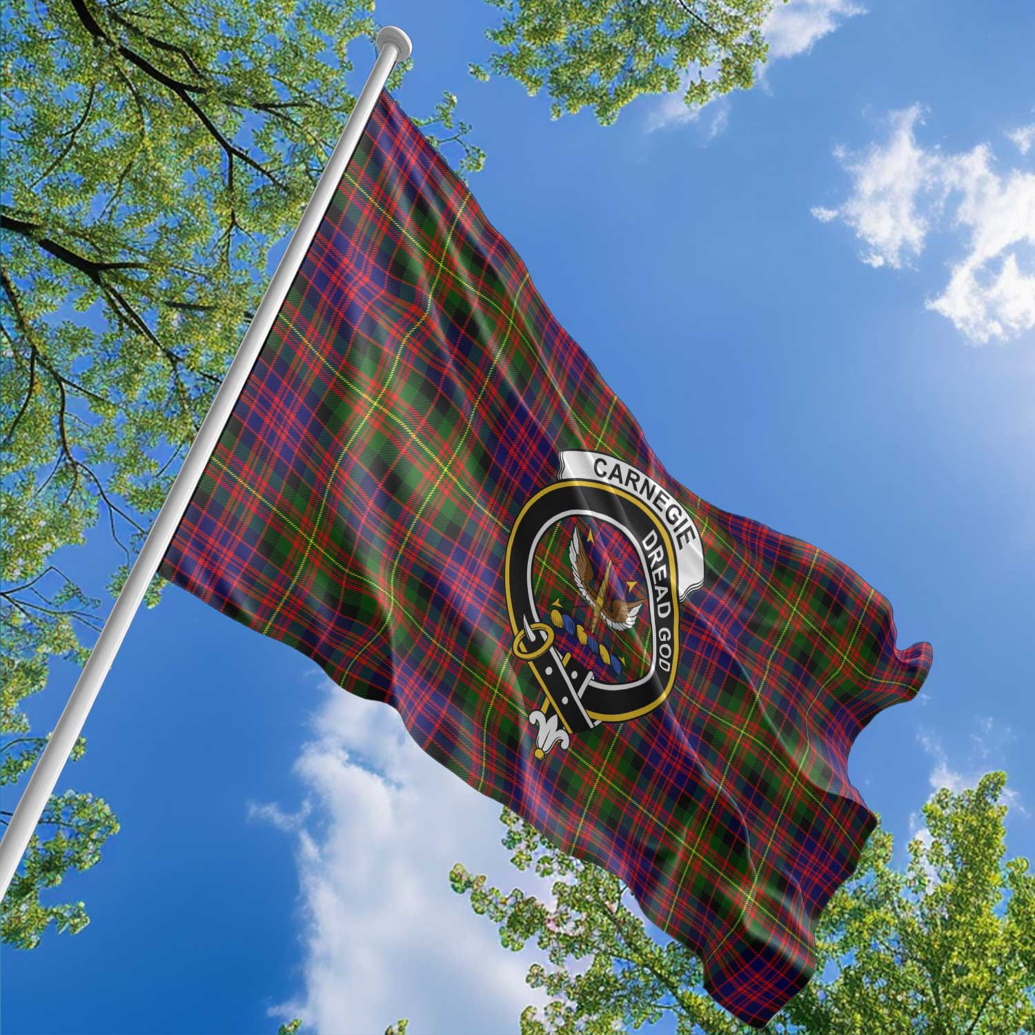 Clan Carnegie Tartan Flag Crest And Plaid Basic Style