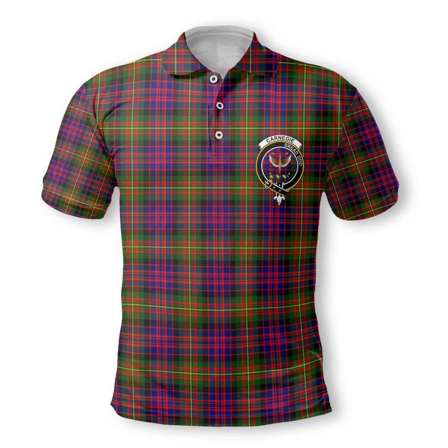 Clan Carnegie Tartan Golf Men Polo Shirt Crest And Plaid Basic Style