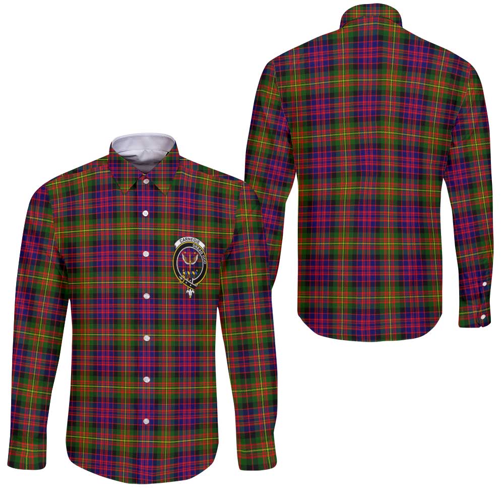 Clan Carnegie Tartan Long Sleeve Button Shirt Crest And Plaid Basic Style