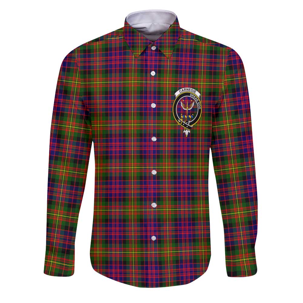 Clan Carnegie Tartan Long Sleeve Button Shirt Crest And Plaid Basic Style