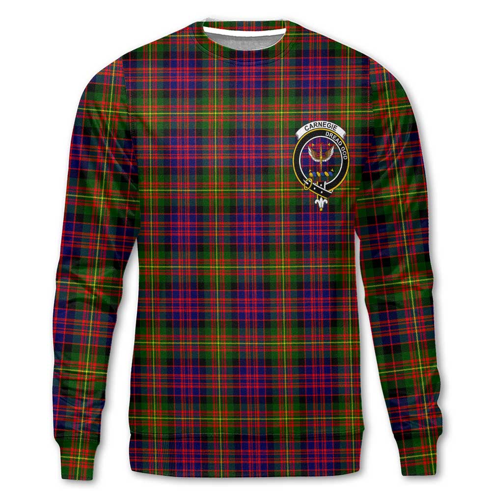 Clan Carnegie Tartan Men Sweatshirt Crest And Plaid Basic Style