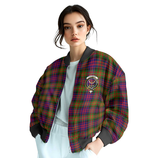 Clan Carnegie Tartan Women Bomber Jacket Crest And Plaid Basic Style