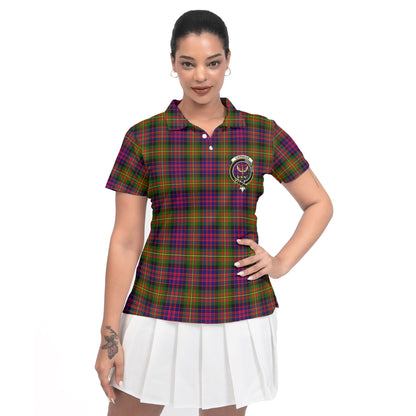 Clan Carnegie Tartan Women Polo Shirt Crest And Plaid Basic Style