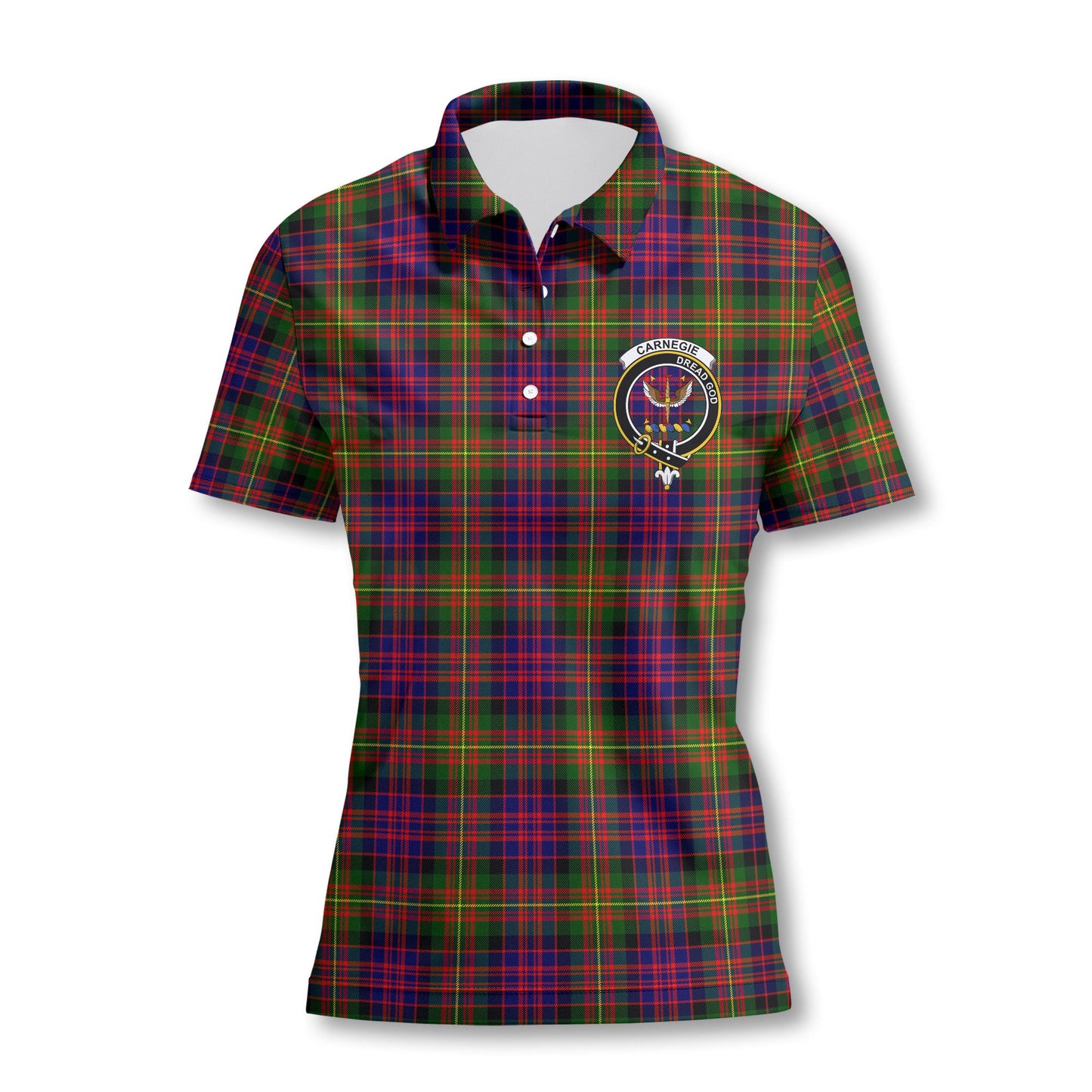 Clan Carnegie Tartan Women Polo Shirt Crest And Plaid Basic Style