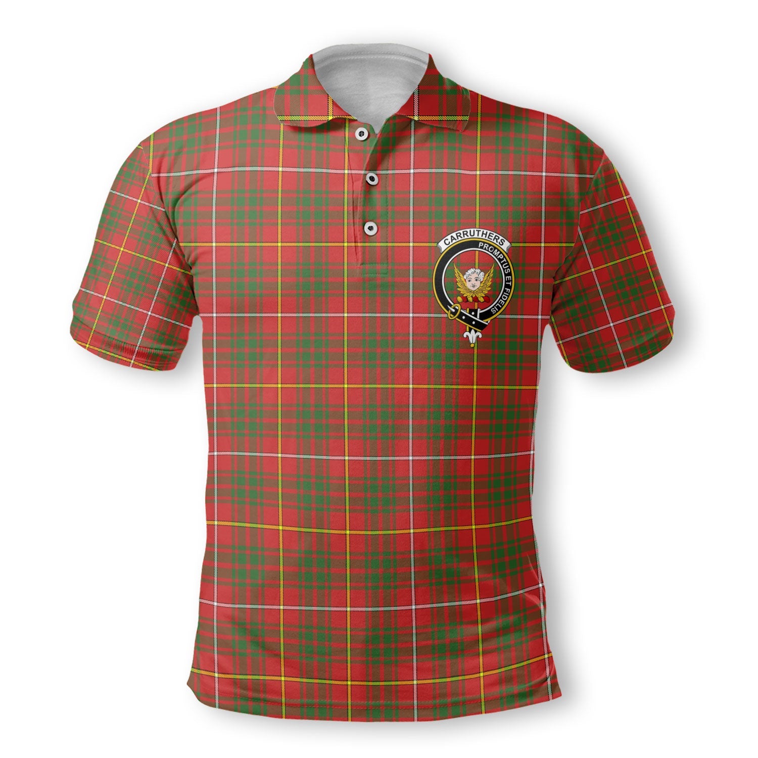 Clan Carruthers Tartan Men Polo Shirt Crest And Plaid Basic Style