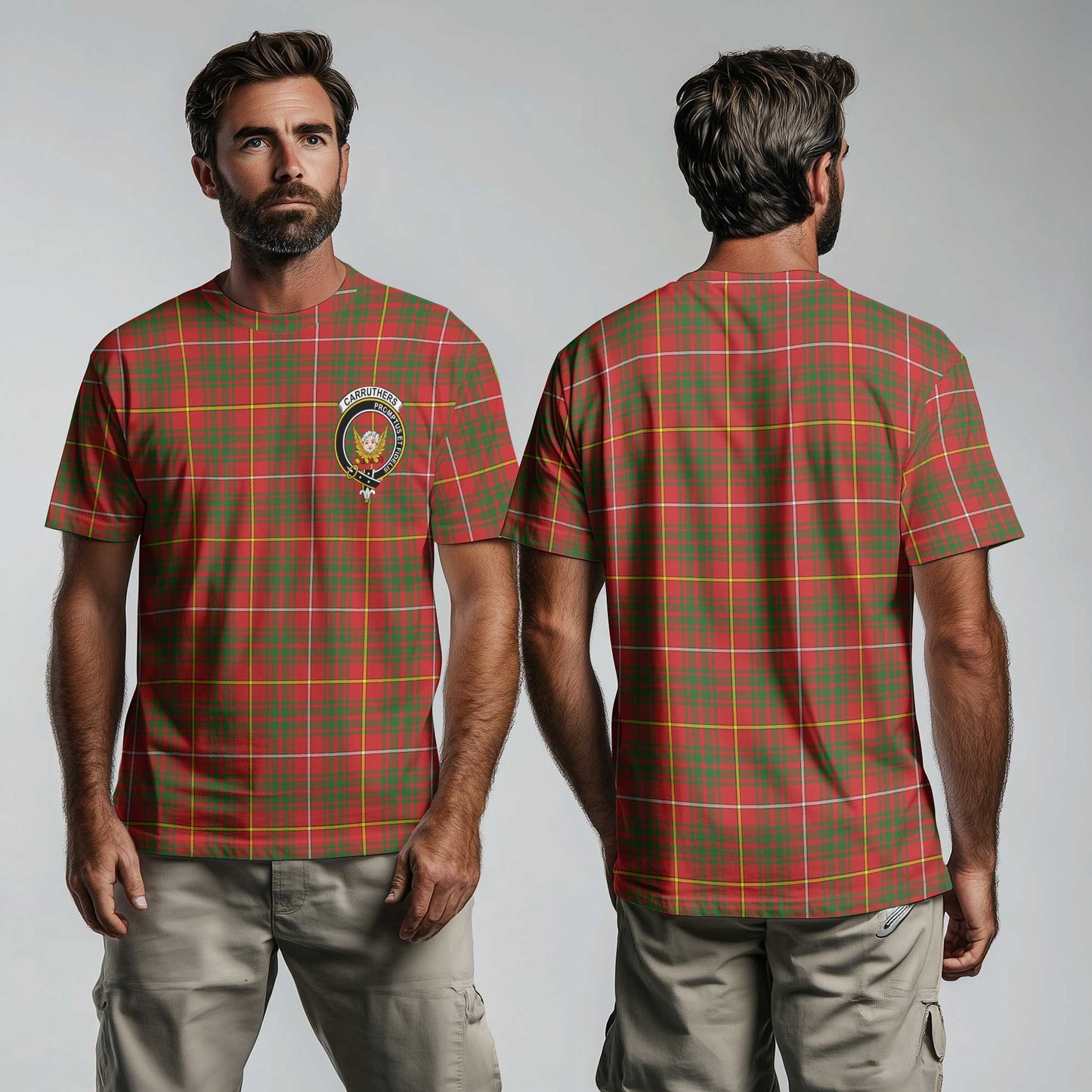 Clan Carruthers Tartan Men T Shirt Crest And Plaid Basic Style