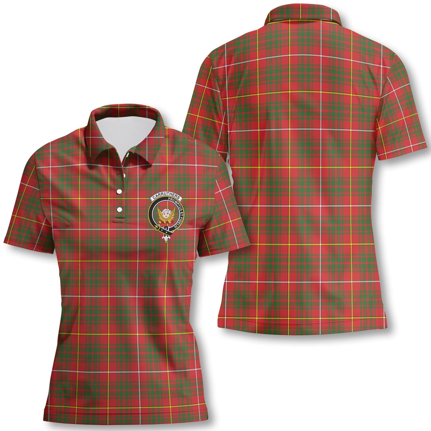 Clan Carruthers Tartan Women Polo Shirt Crest And Plaid Basic Style